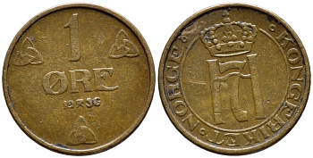 НОРВЕГИЯ 1 ЭРЕ 1936 KM 367 бронза 3334-1061