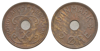 Дания 5 эре 1940 N, Кристиан X (1912-1947) KM 828 бронза 4638-637