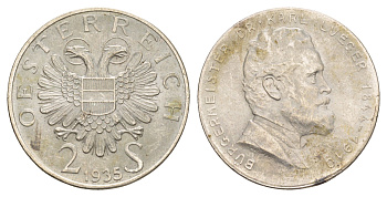 Австрия 2 шиллинга 1935 25 лет со дня смерти Карла Люгера KM 2855 серебро aUNC 413-4233