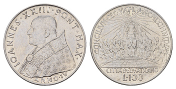 Ватикан 100 лир 1962 Второй Ватиканский собор KM 73 нержавеющая сталь UNC 4671-1015