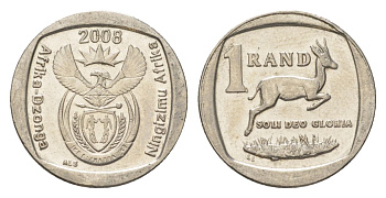 ЮАР 1 ранд 2008 KM 444 медь плакированная никелем 4627-519