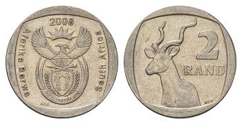 ЮАР 2 ранда 2008 KM 445 медь плакированная никелем 4628-216