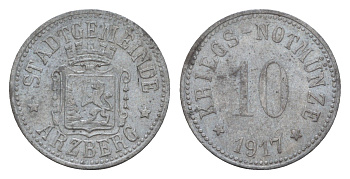Арцберг 10 пфеннигов 1917 Funck 22.2, Men05 727.2, Men18 982.2 цинк 4659-257