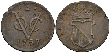 Нидерланды, Утрехт 1/2 дуит 1757   медь 4115-232