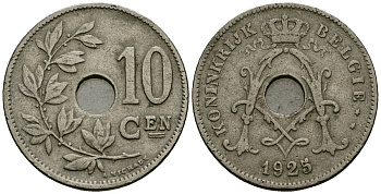 Бельгия 10 сантимов 1925 Belgie KM 86 медно-никель 4172-1247