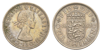 Великобритания 1 шиллинг 1962 Елизавета II (1952-2022), Английский герб KM 904, Spink 4147 медно-никель 4638-442