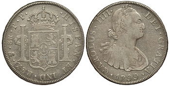 Боливия 8 реалов 1799 PP, Карл IV KM 73.1 серебро 06-271-24