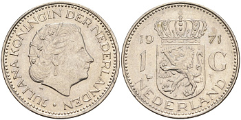 Нидерланды 1 гульден 1971 Юлиана (1948-1980) KM 184а никель 53-1155