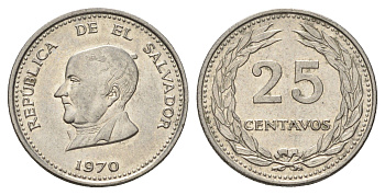 Сальвадор 25 сентаво 1970 KM 139 никель 4124-1027