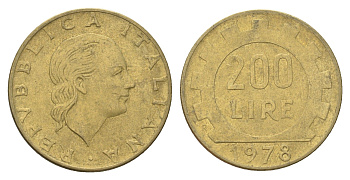 Италия 200 лир 1978 R, шестерня KM 105 алюминиевая бронза 4704-836