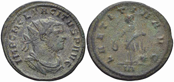 Римская Империя аврелианиан 275 - 276 Тацит LAETITIA AVG Сисция Very fine RIC 142 бронза, серебрение 1073-16-83