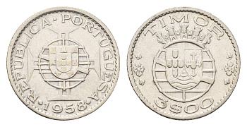 Португальский Тимор 3 эскудо 1958 год-тип KM 14 серебро 4669-814