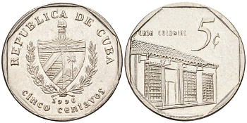 Куба 5 сентаво 1996 Casa colonire KM 575.2 сталь плакированная никелем 4588-856