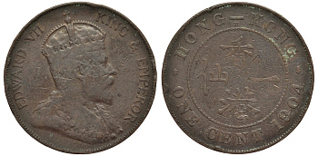 Гонконг 1 цент 1904 H, Эдуард VII (1901-1910) KM 11 бронза 4557-213
