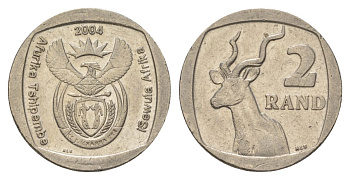 ЮАР 2 ранда 2004 KM 336 медь плакированная никелем 4628-113