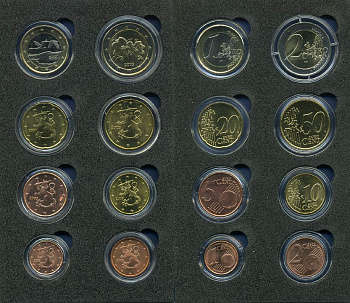Финляндия евронабор из 8 монет 2000-2003 в капсулах UNC 5-4-1-21