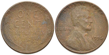 США 1 ЦЕНТ 1956 ЛИНКОЛЬН KM А132 медь цинк 218-649