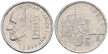 Испания 1 песета 1995 Хуан Карлос I KM 832 алюминий 4567-733