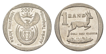 ЮАР 1 ранд 2007 KM 344 медь плакированная никелем 4627-457
