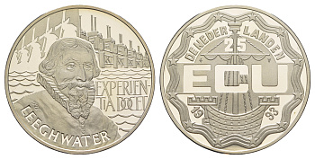 Нидерланды 25 экю 1993 Ян Адриаансун Лихуотер X 67 серебро PROOF 1083-4-14