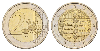 Австрия 2 евро 2005 50 лет подписанию договора о нейтралитете Австрии KM 3124 биметалл UNC 4633-1042