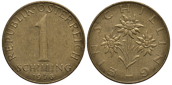 АВСТРИЯ 1 ШИЛЛИНГ 1976 KM 2886 алюминиевая бронза 4182-325