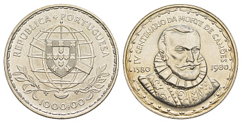 Португалия 1000 эскудо 1981 400 лет со дня смерти Луиса де Камоэнса KM 611 серебро BU 603-543