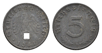 Германия 5 рейхспфеннигов 1941 D KM 100, J. 370 цинк 4701-1214
