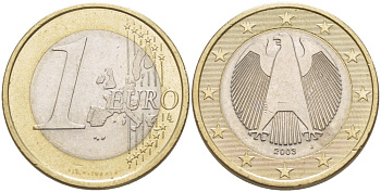 ФРГ 1 евро 2003 J KM 213 биметалл 4543-457