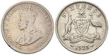 Австралия 6 пенсов 1925 Георг V (1910-1936) KM 25 серебро 4609-462
