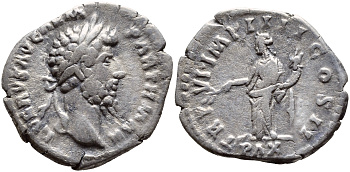 Римская Империя денарий 166 Луций Вер, L VERVS AVG ARM PARTH MAX Рим RIC 126 серебро 270-233