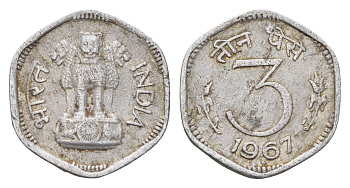 Индия 3 пайса 1967 KM 14.1 алюминий 4674-868