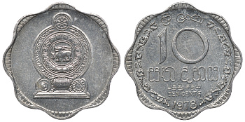 Шри-Ланка 10 центов 1978 KM 140 a алюминий 4118-424