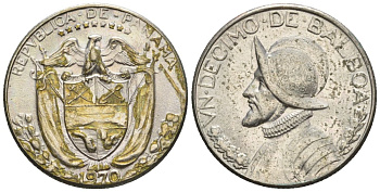 Панама 1/10 бальбоа 1970  KM 10 медь плакированная медно-никелем  aUNC  4609-922