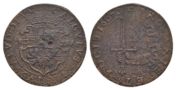 Испанские Нидерланды медаль в честь мира Восьмидесятилетнее войны (первой фазы) 1607 диаметр 30 мм, вес 5,84 гр медь 4127-1115