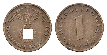 Германия 1 рейхспфенниг 1939 A KM 89, J. 361 бронза 4684-1153
