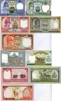 Непал набор из 5 банкнот 1995-2007 1, 2, 5, 10, 20 рупий Pick 37(2), 29b(3), 53b, 54, 55 бумага, пластик UNC (пресс) 446-90-1-2