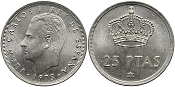 Испания 25 песет 1975 (79) Хуан Карлос I (1975-2014) KM 808 медно-никель UNC 4171-717