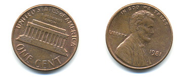 США 1 ЦЕНТ 1981 ЛИНКОЛЬН KM 201 медь цинк 86-126