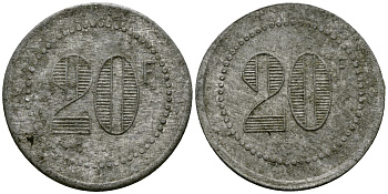 Франция 20 франков ресторанный жетон латунь 4175-947