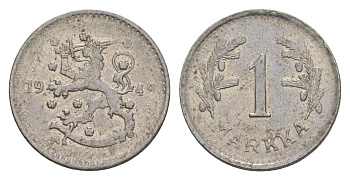 Финляндия 1 марка 1949 KM 30b железо 4647-425