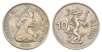 Соломоновы Острова 10 центов 1977 KM 4 медно-никель 4678-1015
