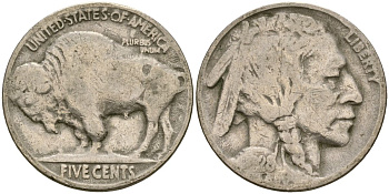 США 5 центов 1928 индеец, бизон KM 134 медно-никель 4519-1134