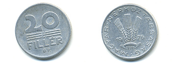 ВЕНГРИЯ 20 ФИЛЛЕРОВ 1976 НАРОДНАЯ РЕСПУБЛИКА (1949-1989) KM 573 алюминий 83-1357