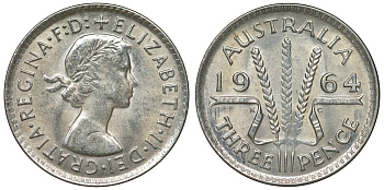 Австралия 3 пенса 1964 Елизавета II (1952-2022) KM 57 серебро 71-967