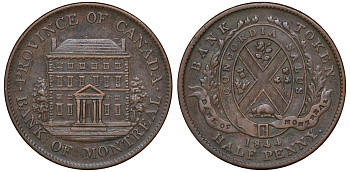 Канада, Монреаль 1/2 пенни 1844 CCT PC-1B, Breton His 527, KM Tn18 медь 1531-1022