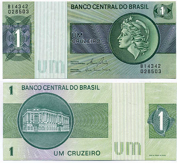 БРАЗИЛИЯ 1 КРУЗЕЙРО 1980 СЕРИЯ В 14342, ПОДПИСЬ 20, ГОЛОВА СВОБОДЫ Pick 191Aс бумага UNC (ПРЕСС) 445-49-2