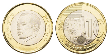 Марокко 10 дирхамов 2023  KM NEW биметалл  UNC  M66-10