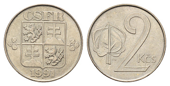 Чехословакия 2 кроны 1991 KM 148 медно-никель aUNC 117-751