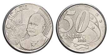Бразилия 50 сентаво 2002 KM 651a нержавеющая сталь 4648-1215